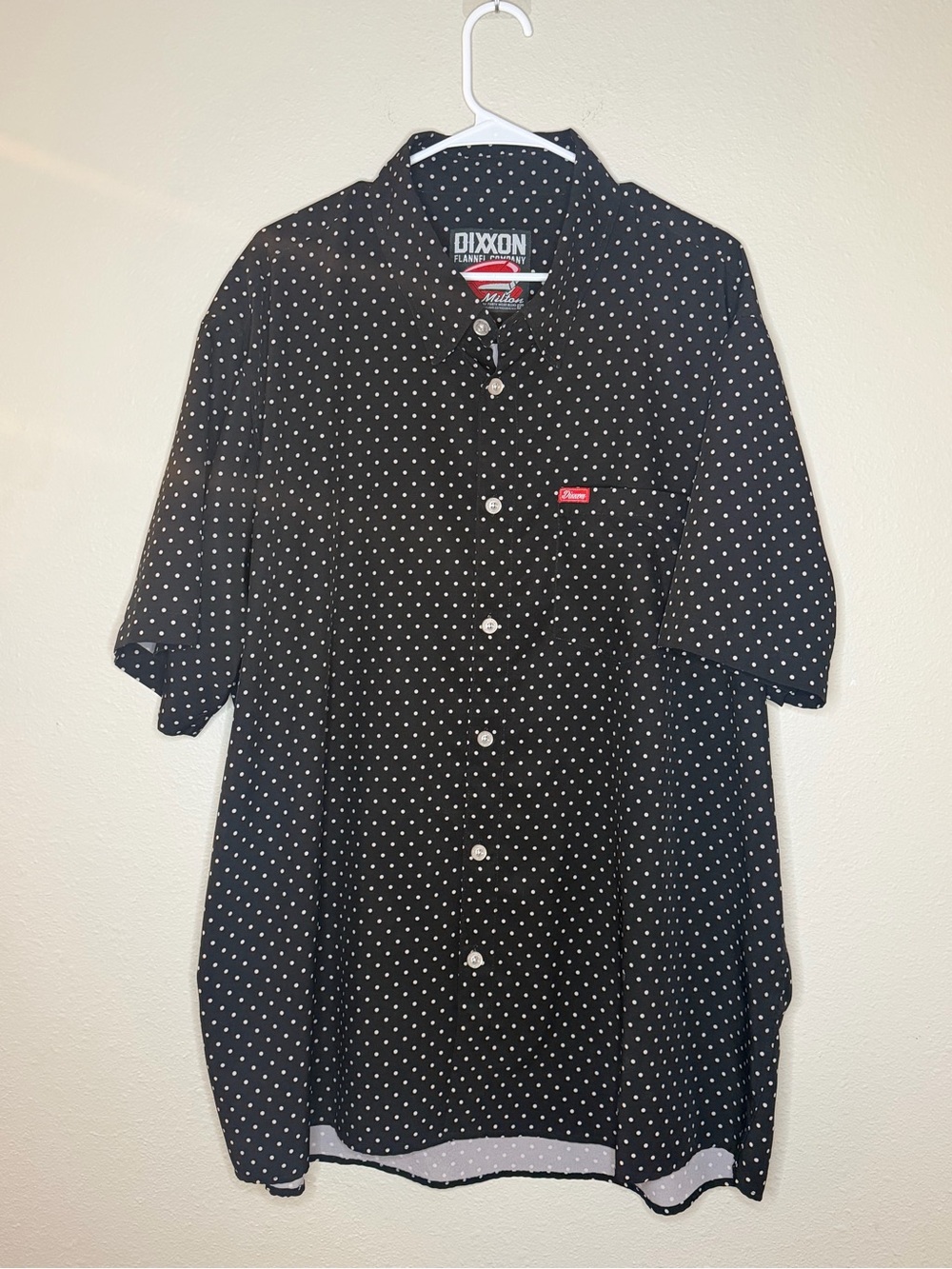Dixxon Flannel Co The Milton Mens 3X Black Polka Dot Short Sleeve Button Shirt